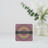 Colorful Floral Geometric Mandala Vierkante Visitekaartje (Staand voorkant)