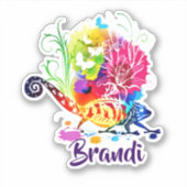 Colorful floral lizard gepersonaliseerd sticker (Voorkant)