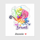 Colorful floral lizard gepersonaliseerd sticker (Vel)
