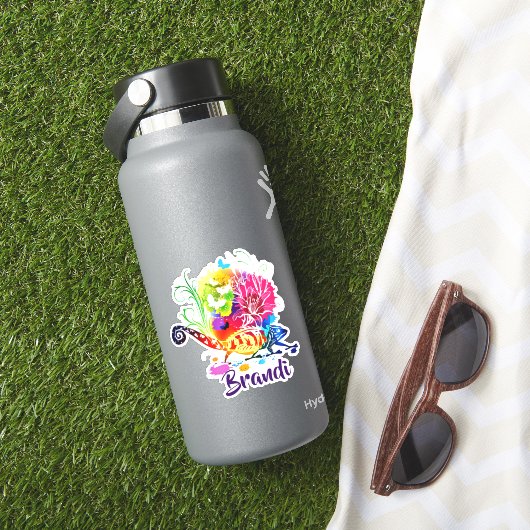 Colorful floral lizard gepersonaliseerd sticker (HydroFlask Insitu)