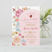 Colorful Floral Lovebug Baby Shower Invitation (Debout devant)