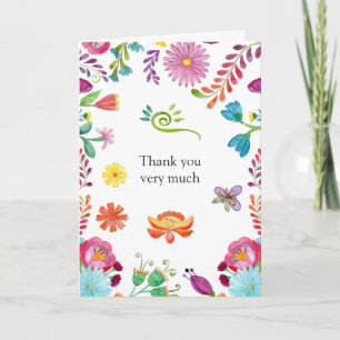 Colorful Floral Mexican Fiesta Wedding Bedankkaart
