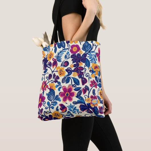 Colorful Floral Pattern Draagtas (Dichtbij)