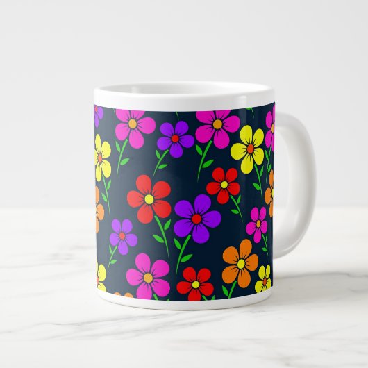 Colorful Floral Pattern Extra Grote Beker (Voorkant rechts)
