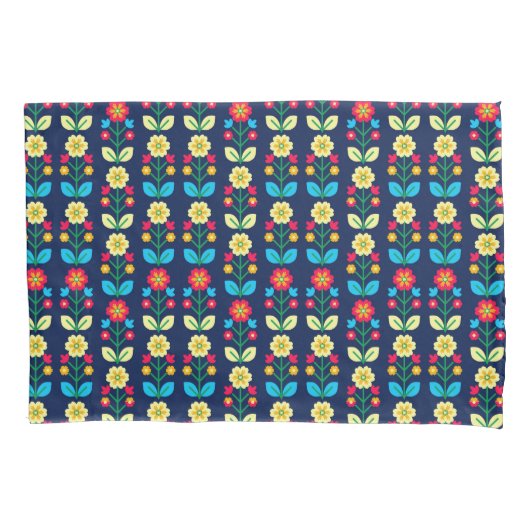 Colorful Floral Pattern Kussensloop (Voorkant-Links)