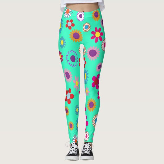 Colorful Floral Pattern Leggings (Voorkant)