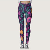 Colorful Floral Pattern Leggings – Vibrant Botanic (Voorkant)