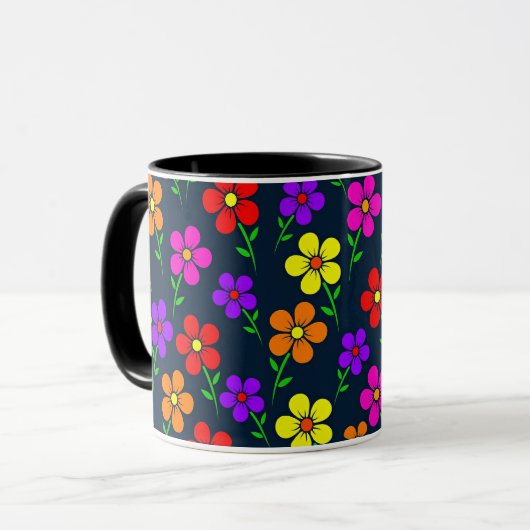 Colorful Floral Pattern Mok (Voorkant links)