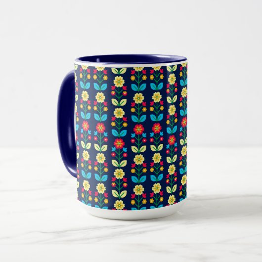Colorful Floral Pattern Mok (Voorkant links)