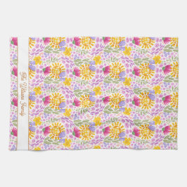 Colorful Floral Pattern Name Monogram Botanical Theedoek