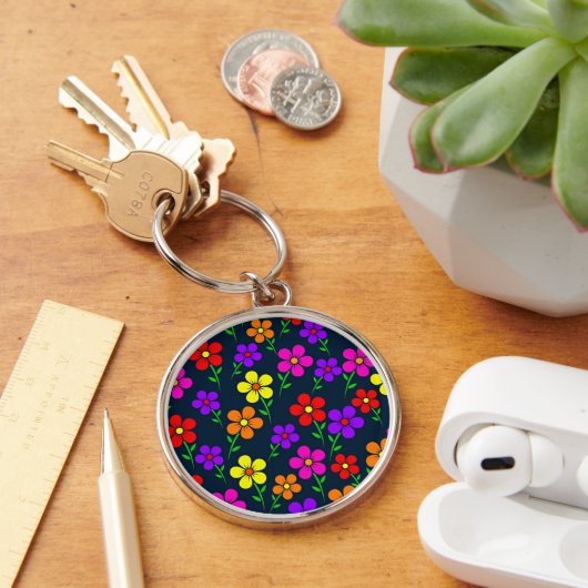 Colorful Floral Pattern Sleutelhanger (Bureau)