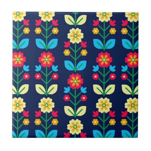 Colorful Floral Pattern Tegeltje (Voorkant)
