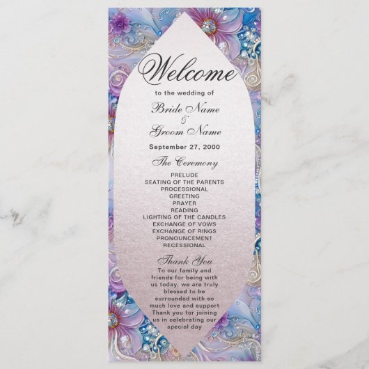 Colorful Floral Pearly Gems Programme de mariage (Devant)