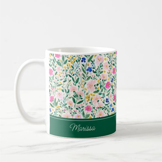 Colorful Floral Personalized Mug (Gauche)