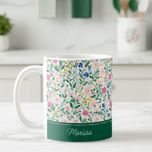 Colorful Floral Personalized Mug Koffiemok