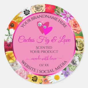 Colorful Floral Pink Product Package Labels