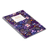 Colorful Floral Pretty Girly Purple Personalized Notitieboek (Rechterzijde)