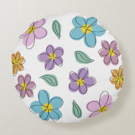 Colorful floral print rond kussen