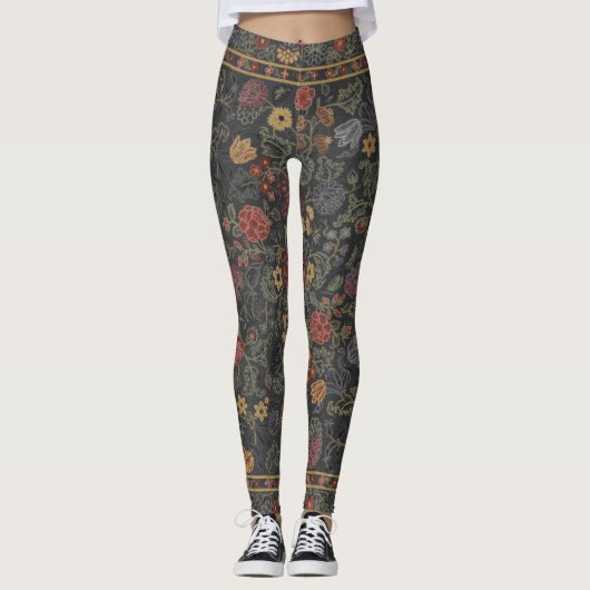 Colorful Floral Rug Pattern Leggings (Voorkant)