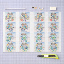 Colorful Floral Sea Turtles in a Jar Decoupage  Tissuepapier