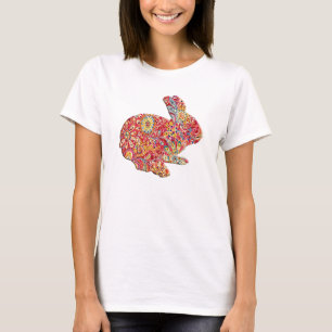 Colorful Floral Silhouette Easter Bunny Shirt