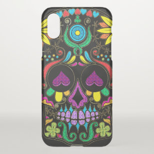 Colorful Floral Sugar Skull No.3 iPhone X Hoesje