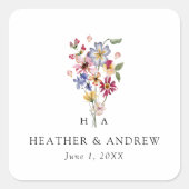 Colorful Floral Wedding Sticker (Voorkant)