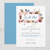 Colorful Floral Wreath Save The Date (Voorkant / Achterkant)