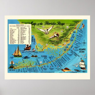 Colorful Florida Keys 18x24 Carte Poster