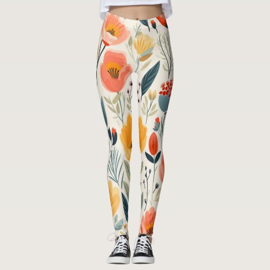Colorful Flower Art Leggings (Voorkant)