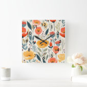 Colorful Flower Art Vierkante Klok (Huis)