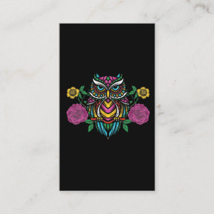 Colorful Flower Owl Graphic Florhic Forest Animal Visitekaartje