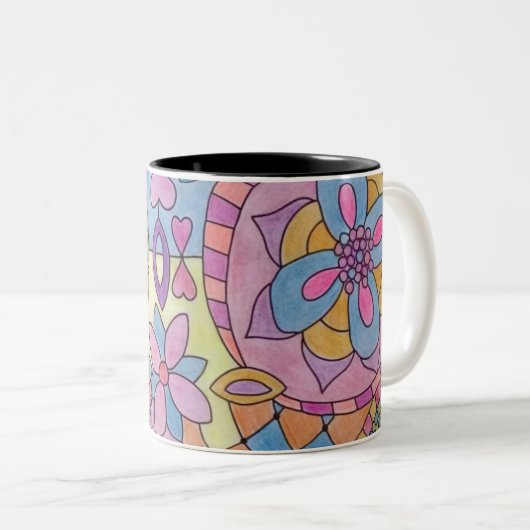 Colorful Flower Pattern Coffee Mok (Voorkant rechts)
