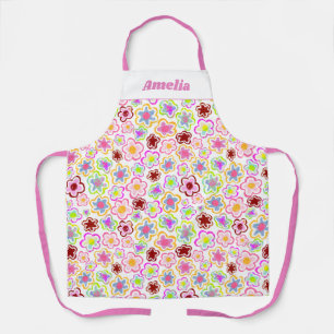 Colorful Flower Pattern Hand-Drawn Summer Floral Schort