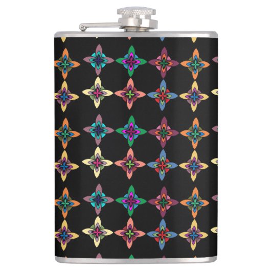 Colorful Flower Pattern Heupfles (Voorkant)
