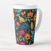 Colorful Flower Pattern Latte Mok (Rechterhoek)