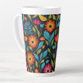 Colorful Flower Pattern Latte Mok (Linkerhoek)
