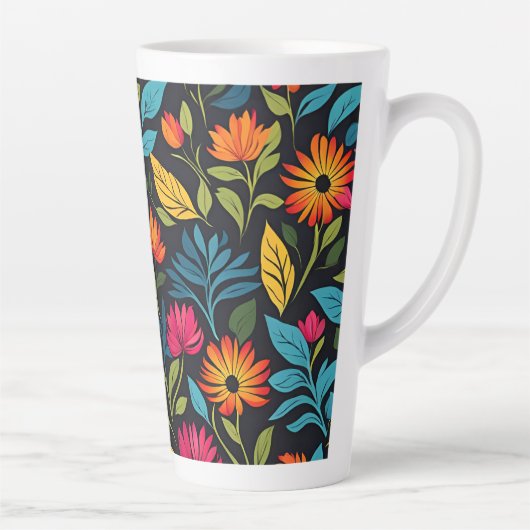 Colorful Flower Pattern Latte Mok (Rechts)