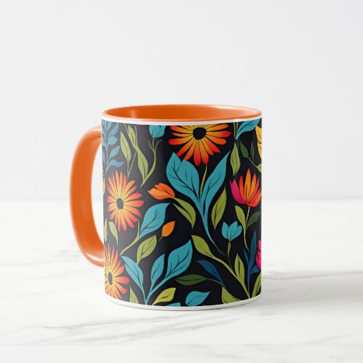 Colorful Flower Pattern Mok (Voorkant links)