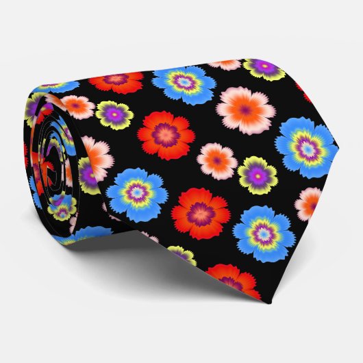 Colorful Flower Pattern Stropdas (Opgerold)