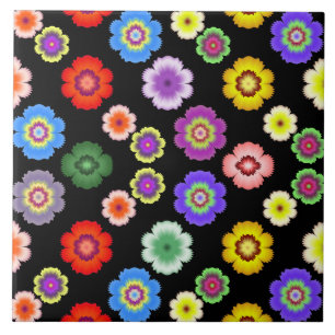 Colorful Flower Pattern Tegeltje