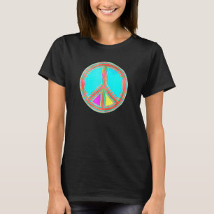 Colorful Flower Power Peace Sign 1 Fan Fun T-shirt