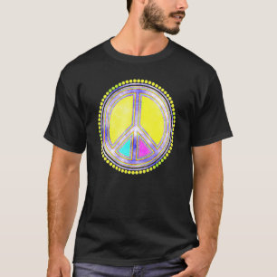 Colorful Flower Power Peace Sign 2 Fan Fun T-shirt