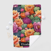 Colorful Flowering Cactus Personalized Golfhanddoek (Insitu)