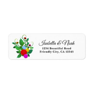 Colorful Flowers 02 Wedding Address Label