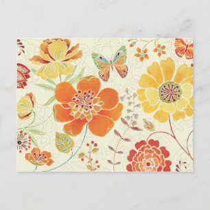 Colorful Flowers and Butterflies Briefkaart