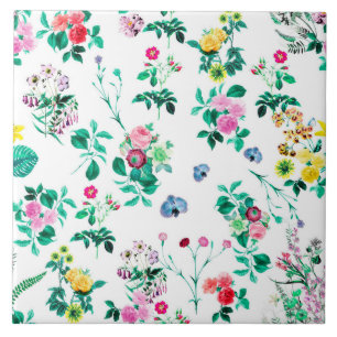 Colorful Flowers Beauful Floral Ceramic Tile Tegeltje