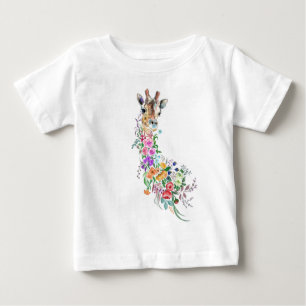 Colorful Flowers Bouquet Giraffe Baby T-Shirt Gift
