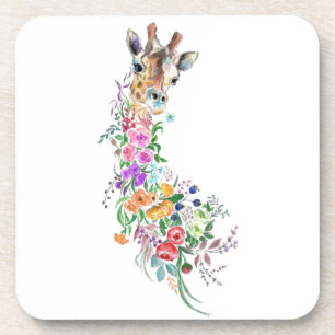 Colorful Flowers Bouquet Giraffe - Drawing Modern Bier Onderzetter