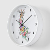 Colorful Flowers Bouquet Giraffe Wall Clock Spring (Hoek)